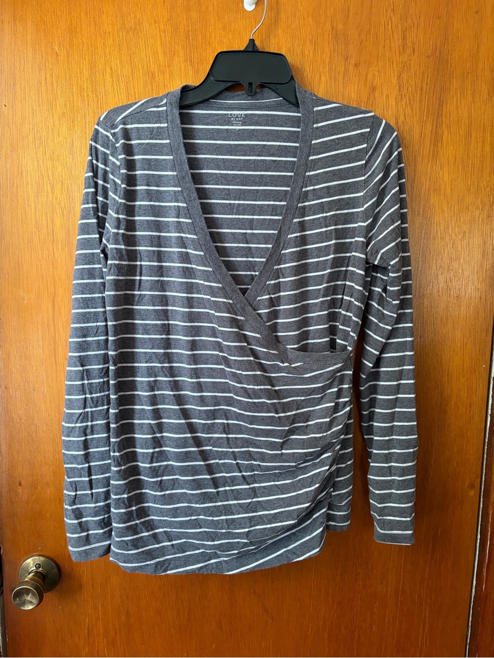 GAP Love Gray and White Striped Nursing Top